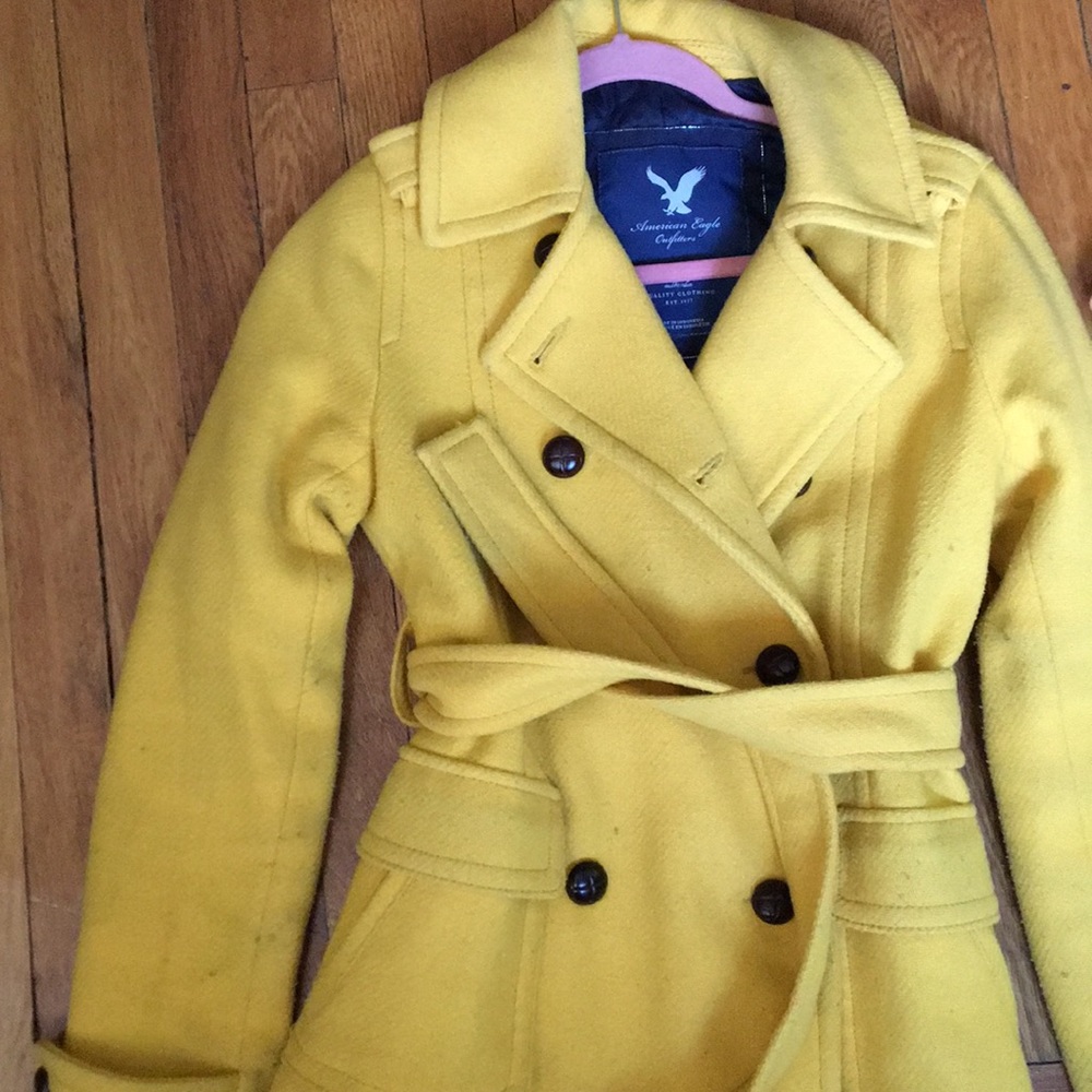 Yellow American eagle pea coat